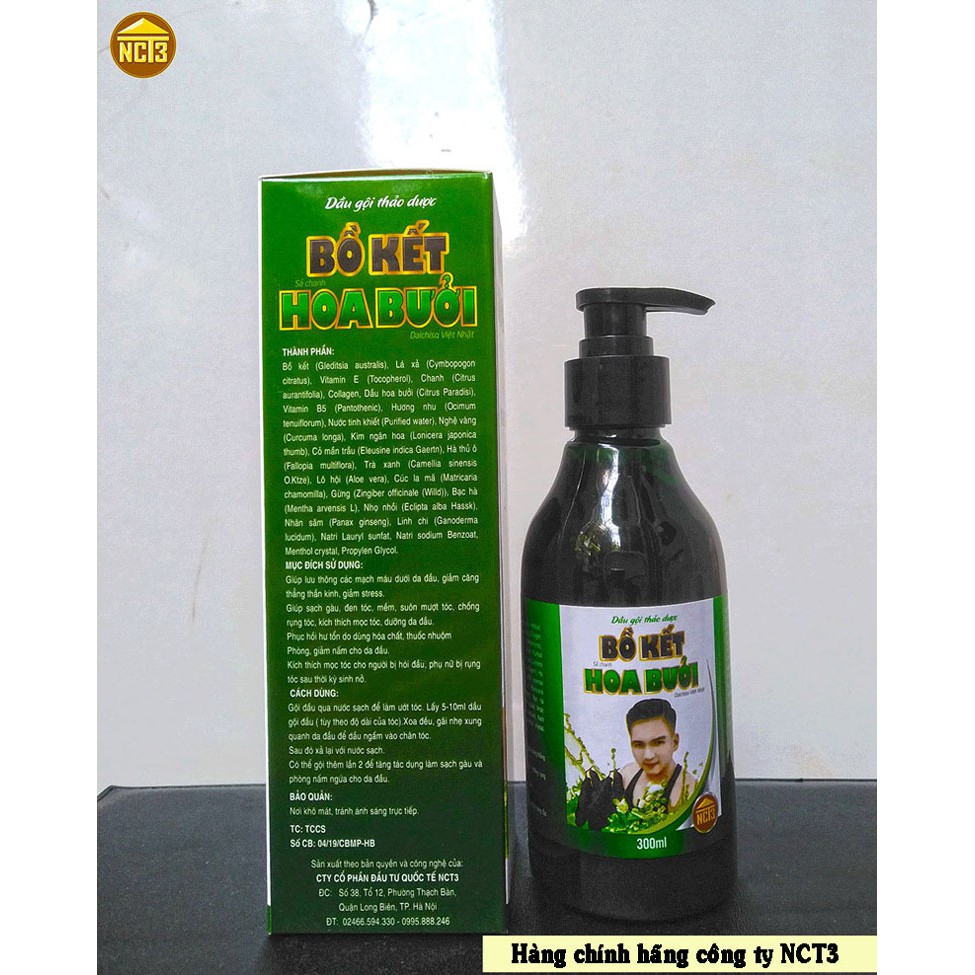 (Rẻvôđịch) Dầu gội thảo dược BỒ KẾ HOA BƯỞI NCT3 (300ml) (Hàng chính hãng công ty NCT3) | BigBuy360 - bigbuy360.vn