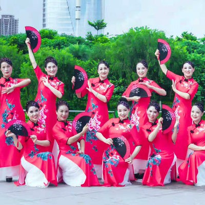 Váy dài váy dáng dài nữ mẫu đơn màu đỏ phong cách Trung Quốc quần lụa Trắng Bộ đồ mới khiêu vũ