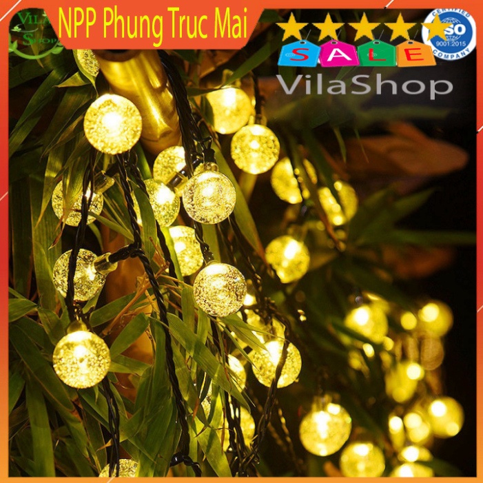 Đèn Nháy Trang Trí Màu Vàng, Đèn Trang Trí Tết Bóng Tròn Led Bi Bọt 10m DÂY ĐEN