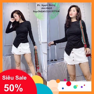 Áo thun nữ dúm eo xẻ gấu A40 ( hình thật)
