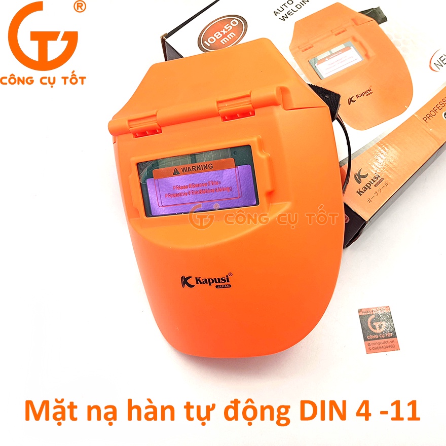 Mặt nạ hàn điện tử chỉnh số tự động 4 đến 11 có pin mặt trời Kapusi