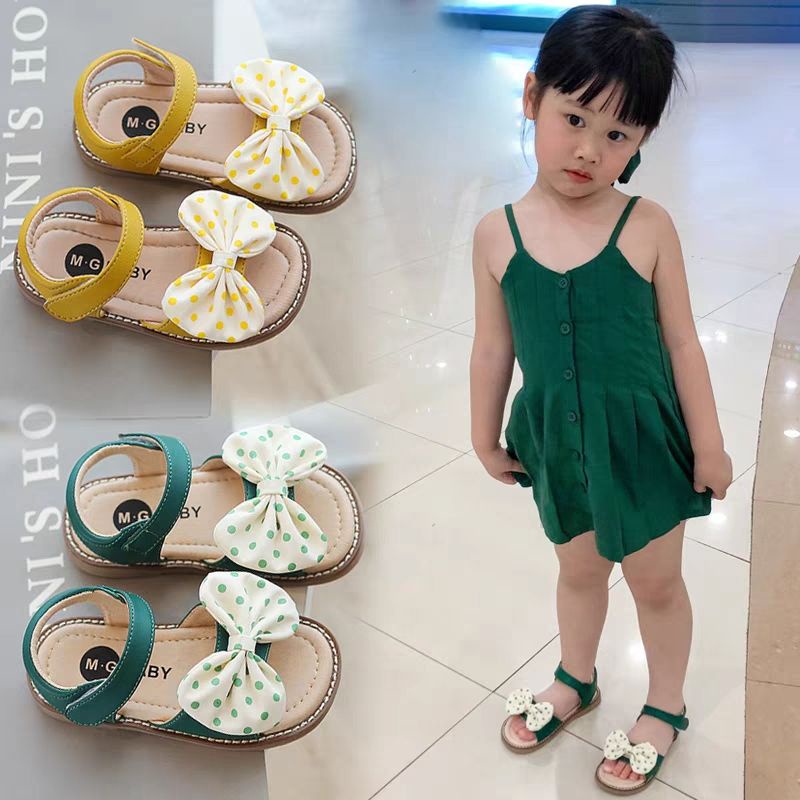 Sandal cho bé gái - sandal nơ lụa siêu điệu cho bé gái đế mềm chống trượt mã V562