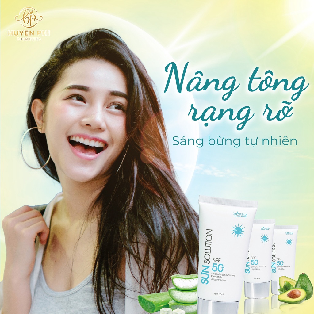 Kem chống nắng nâng tone, dưỡng ẩm Morena Huyền Phi SPF50PA+ 50ml - Giúp bảo vệ da triệt để, tránh các tác nhân gây hại