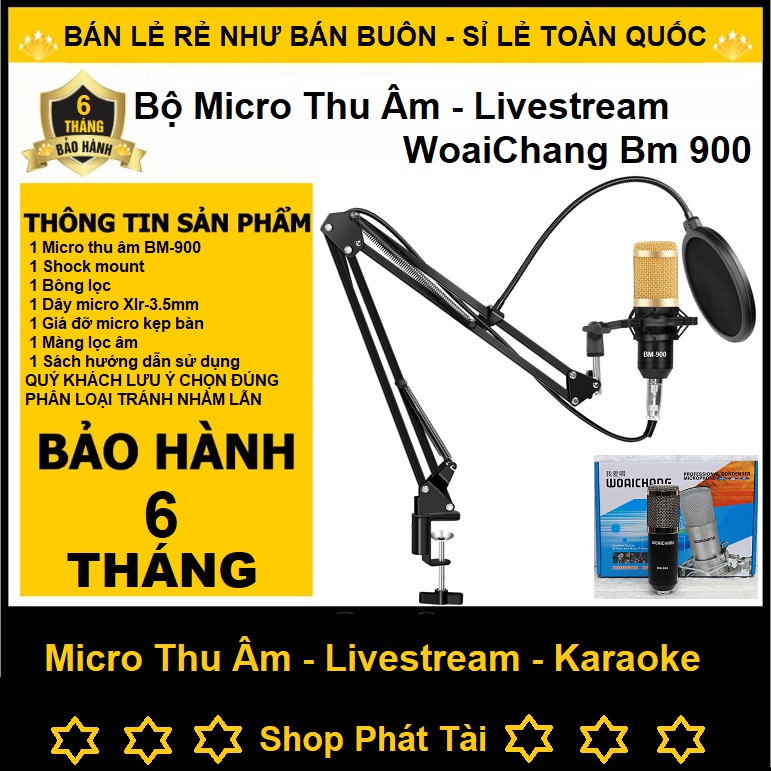 Micro Thu Âm Studio Woai Chang BM-900 - Chính Hãng Tặng Kèm Giá Đỡ Màng Lọc - Bảo Hành 6 Tháng