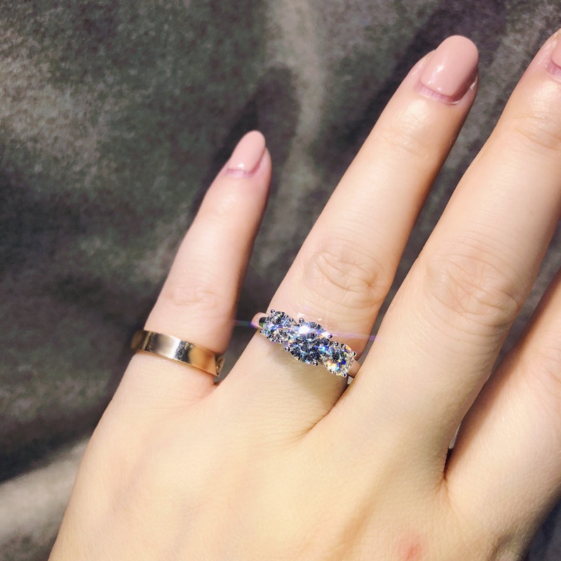 Nhẫn Moissanite Ba Trong Một Pt950 Tám Trái Tim Và Tám Mũi Tên Dạng Hở Cho Nữ-JHS3-A