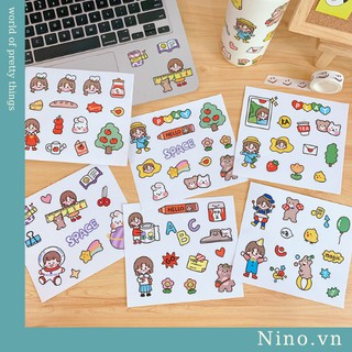 Sticker, Nhãn Dán, Miếng Dán, Phụ Kiện Học Tập, Điện Thoại,... Hình Cô Gái Nhật Bản