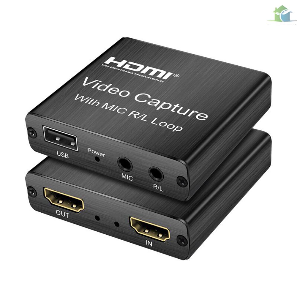 YOUP  Video Audio Capture Card USB 2.0 HD 1080P 4K Video Converter HD Loop Out Mic Input Audio Out Plug and Play for Game Video Recording Live Sreaming Broadcast Teaching