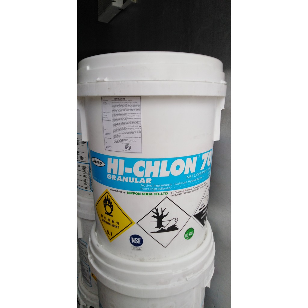 5Kg Hóa chất bể bơi, khử trùng nước Nippon HI CHLON 70% - Clorua vôi/ Clorin Nhật (Calcium Hypoclorite 70%)