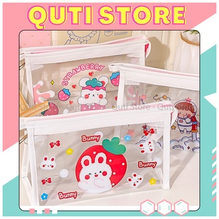 Túi Đựng Đồ Makeup Trong Suốt Bóp Viết / Hộp Bút Nhựa PVC Dạng Tam Giác QUTI HBN16