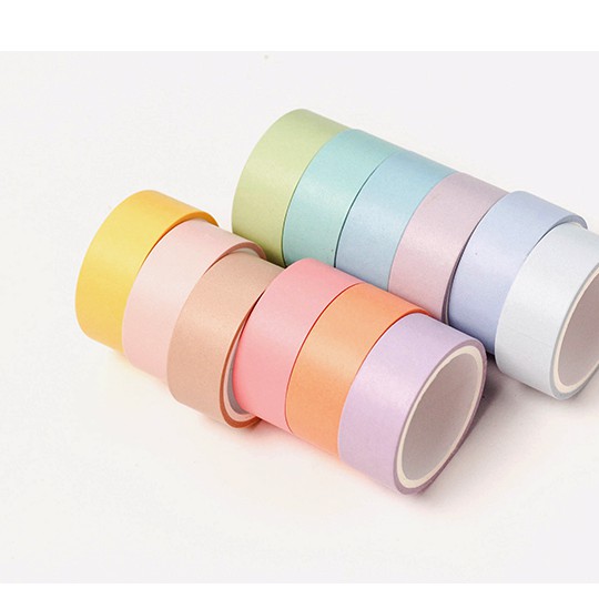 Bộ 12 cuộn băng keo dán Washi Tape Basic Pure Color