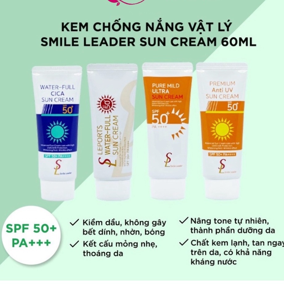 [60ml] Kem chống nắng nâng tone kiềm dầu dưỡng trắng Smile Leader Sun Cream 60ml #0