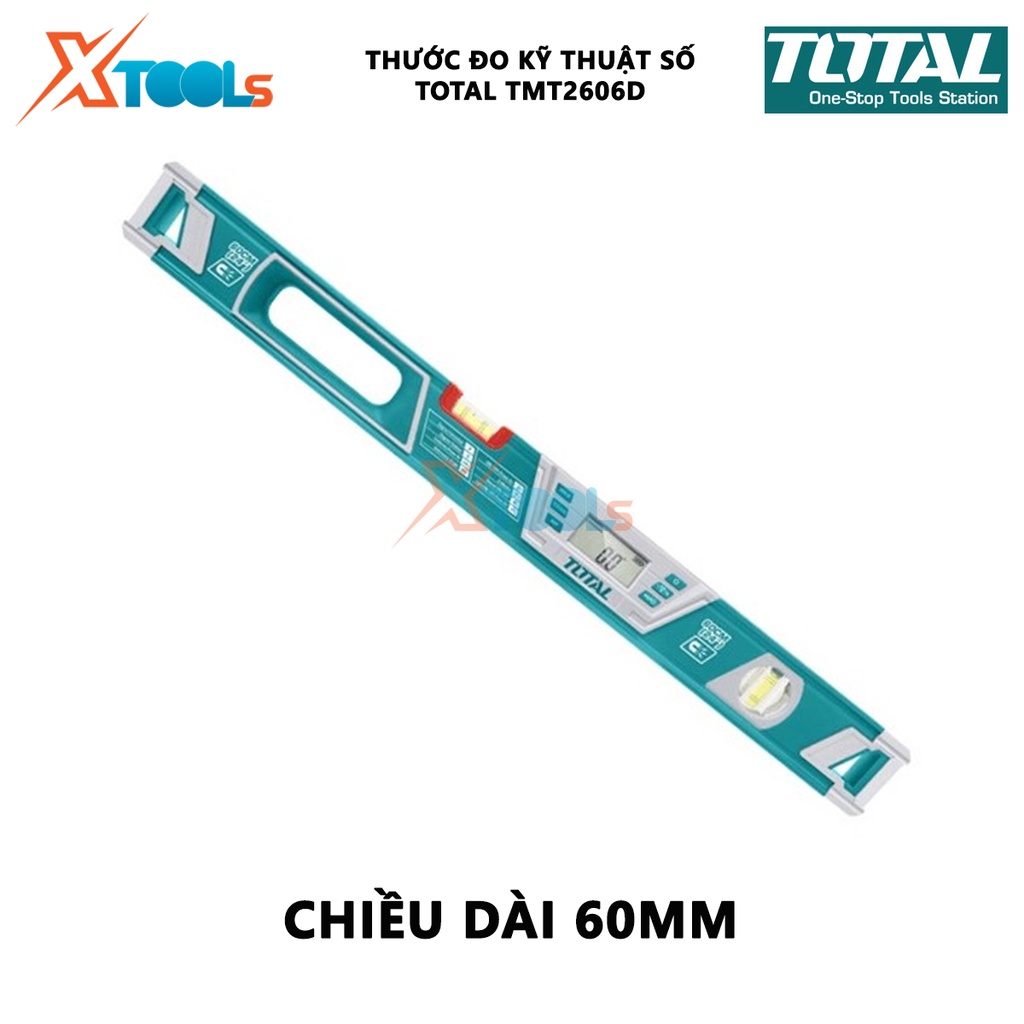 Thước thủy đo kỹ thuật số TOTAL TMT2606D thước thủy điện tử Chiều dài thước đo 60cm, Phạm vi đo 0~360°(4*90°), Độ đo chí