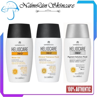 Kem chống nắng Heliocare 360 Water Gel, Mineral Tolerance, Pigment Solution Fluid SPF50+ 50ml