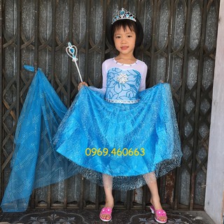 Đầm Elsa Dài Chạm đất + Tà Dài Cho bé