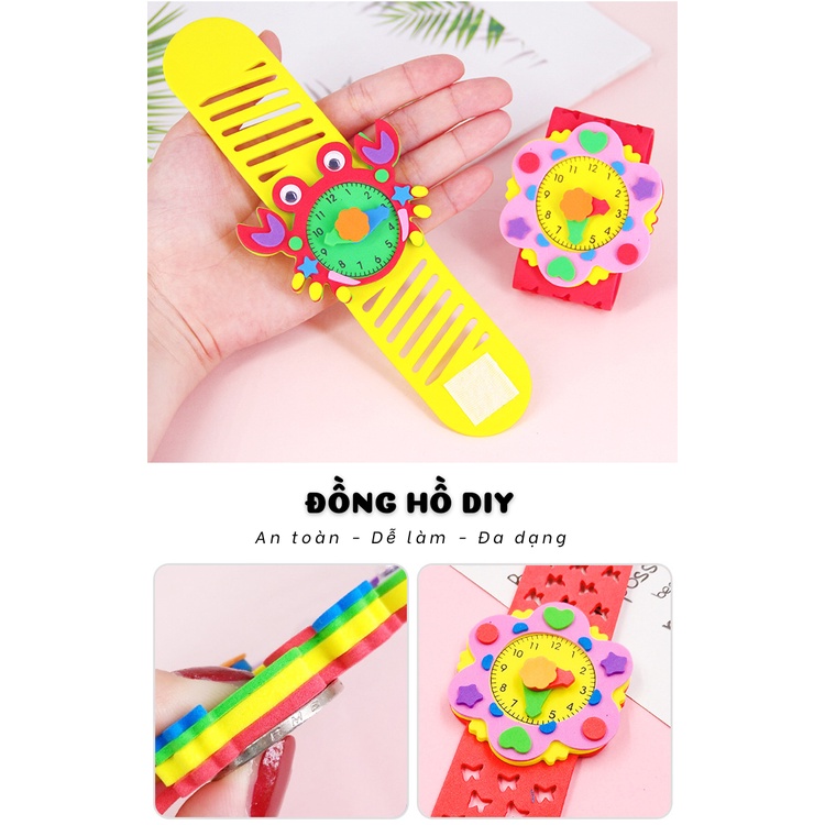 Đồng hồ trẻ em tự làm thủ công, đồ chơi giáo dục sáng tạo cho bé DIY pupakids