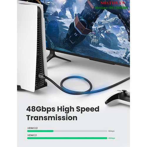 Cáp HDMI 2.1 dài 0,5M 8K@60Hz 48Gbps hỗ trợ HDR eARC Ugreen 40493
