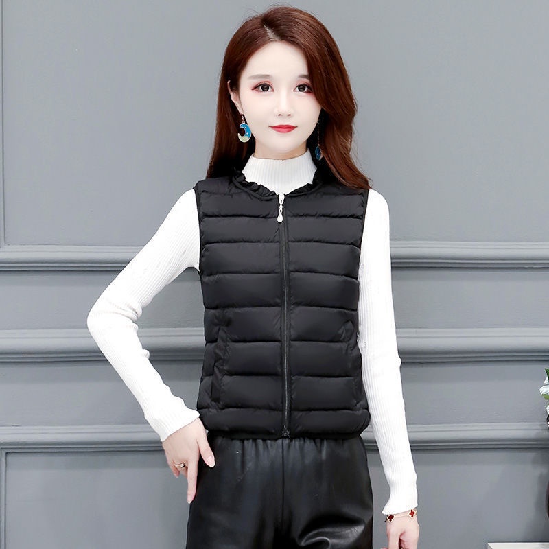 Áo Khoác Phao Sát Nách Dáng Ôm Ngắn Vải Cotton Siêu Nhẹ Kiểu Hàn Quốc Dễ Thương Cho Nữ