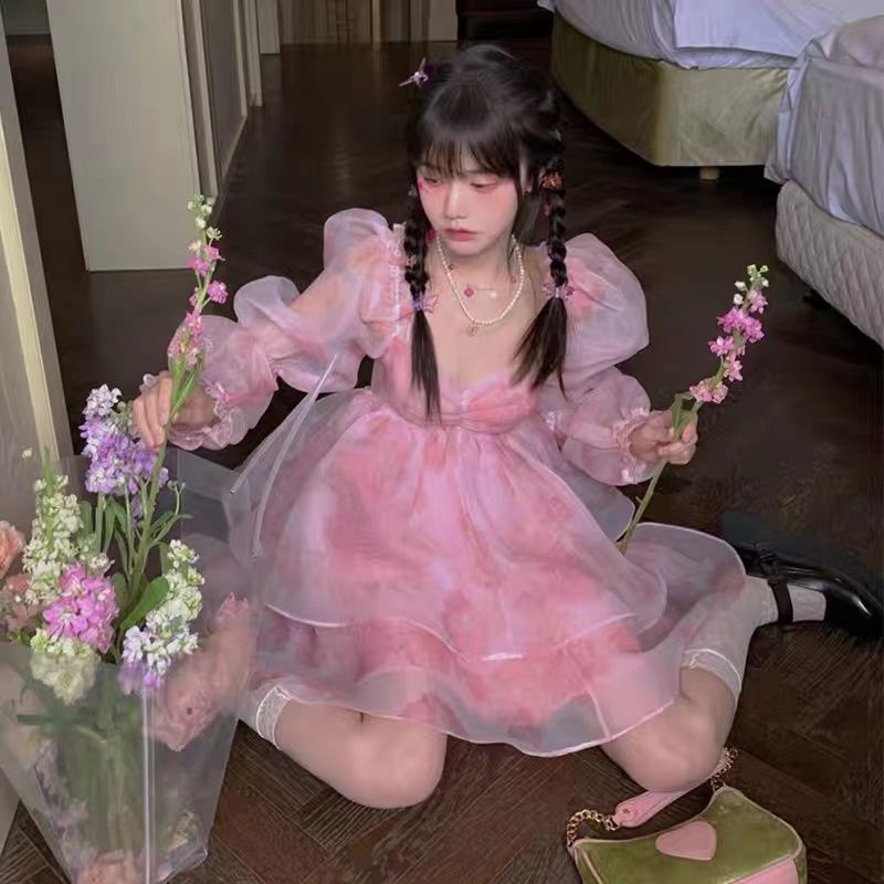 Váy babydoll Đầm Công Chúa váy tiểu thư váy xinh Pettiskirt Phong Cách Phương Tây Ngọt Ngào Thời Trang Mùa Hè Mới Cho Nữ