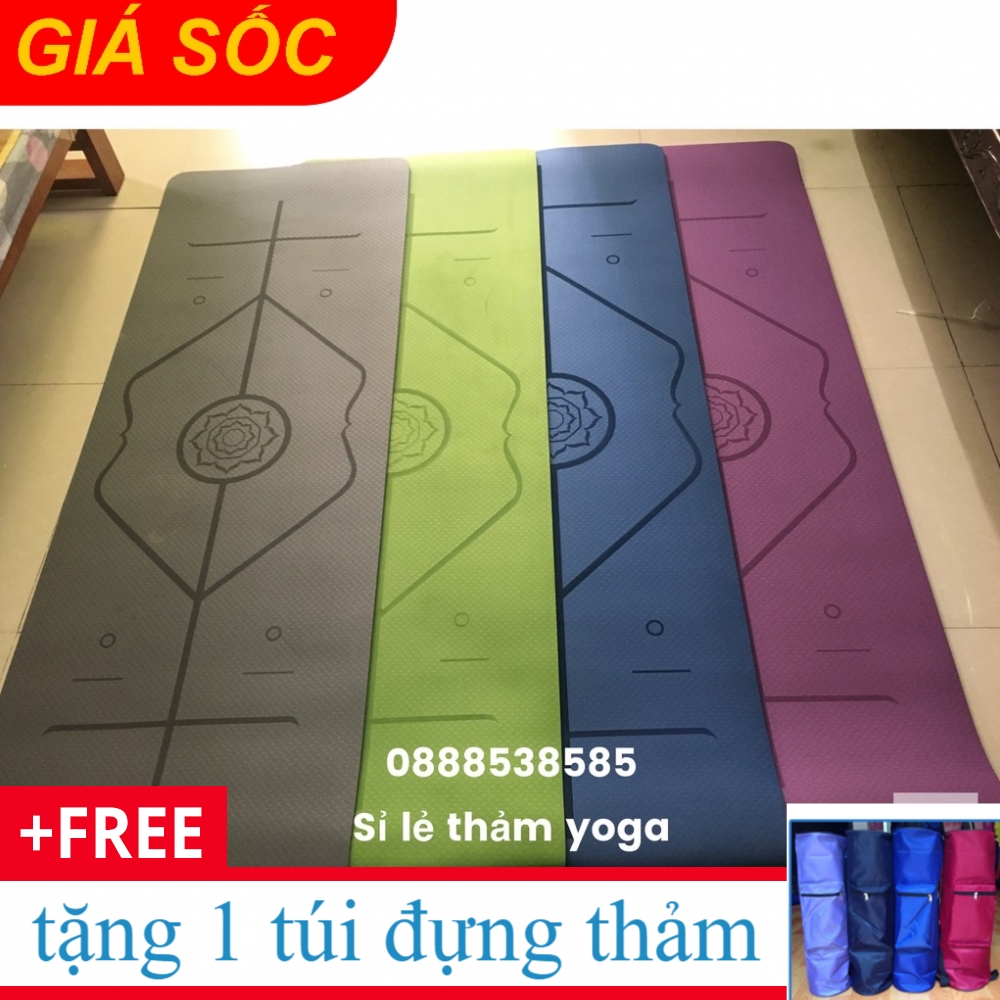 Thảm tập yoga định tuyến Elite Sport TPE 8mm tặng túi đựng thảm