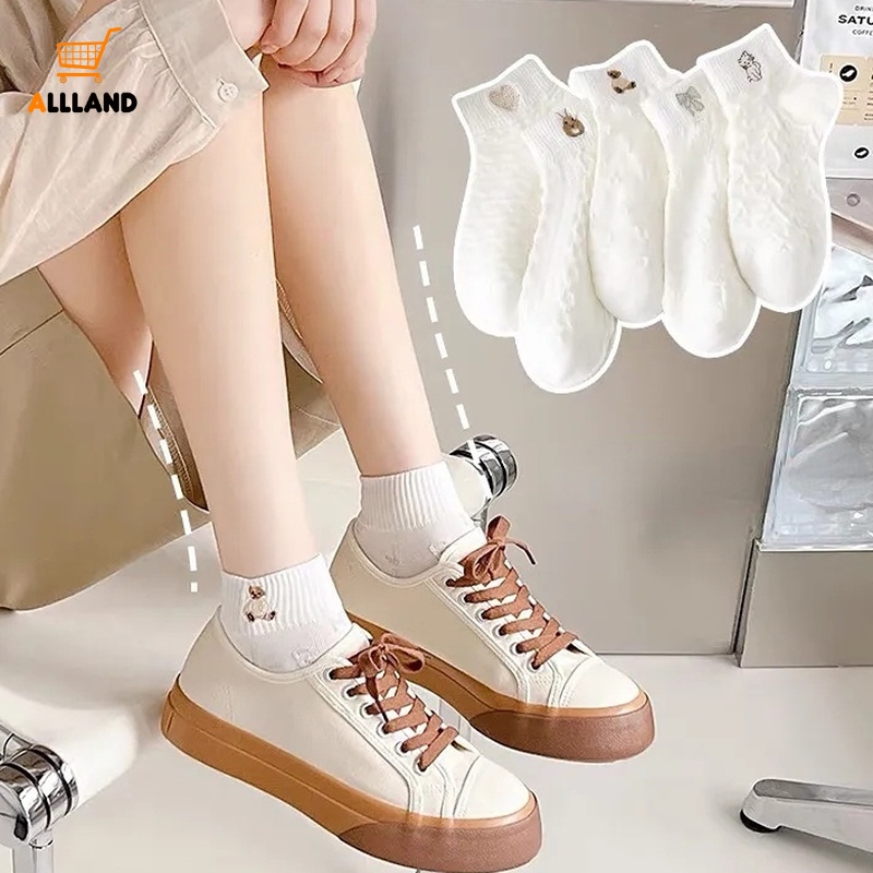1 Đôi Vớ Cổ Ngắn Mỏng Thoáng Khí In Họa Tiết Động Vật Hoạt Hình Dễ Thương Dành Cho Nữ Sinh