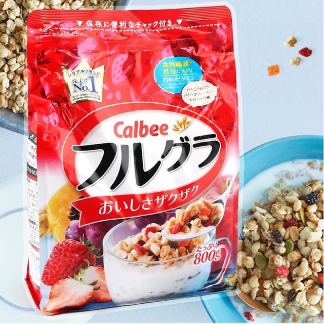 Ngũ cốc trái cây Calbee gói đỏ vị ngon tuyệt 800g- Nhật Bản
