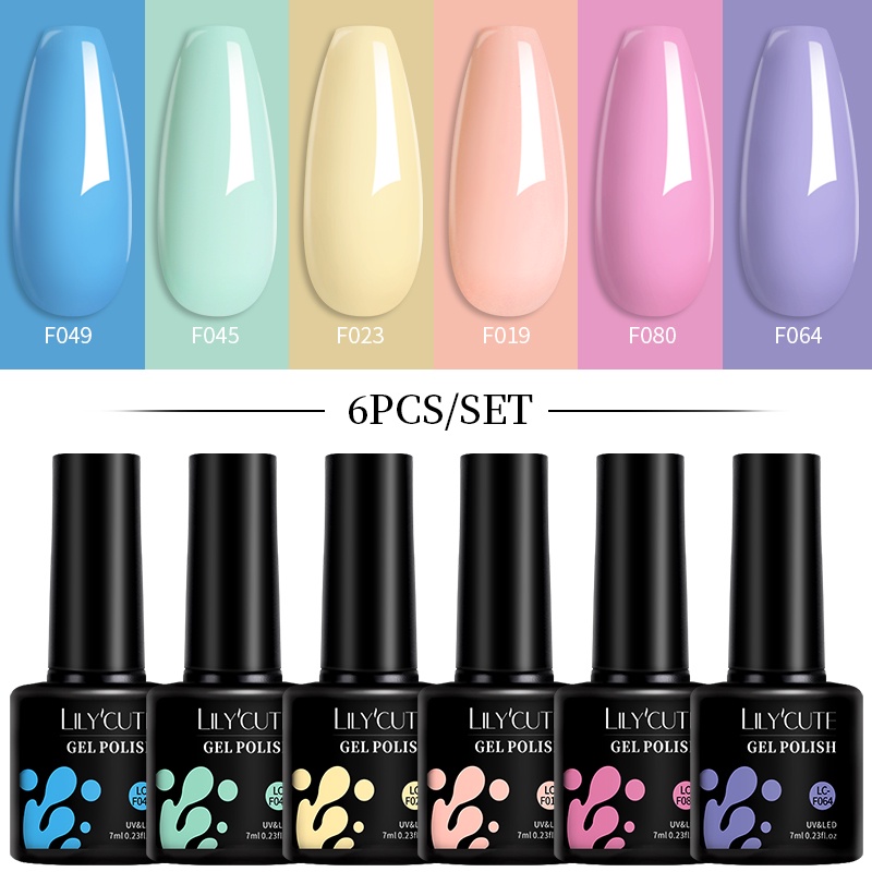 BORN PRETTY Set 6 Lọ Gel Sơn Móng Tay Màu Macaron Xinh Xắn 7ml