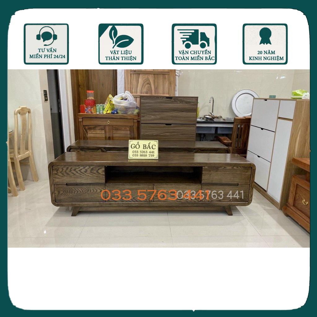 Kệ tivi gỗ tự nhiên sơn màu óc chó dài nhiều kích thước tùy chọn phù hợp mọi không gian phòng khách và phòng ngủ