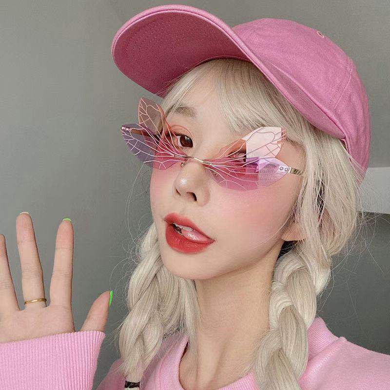 Kính Mát Không Vành Chống Tia UV400 Phong Cách Vintage Thời Trang Cho Nữ