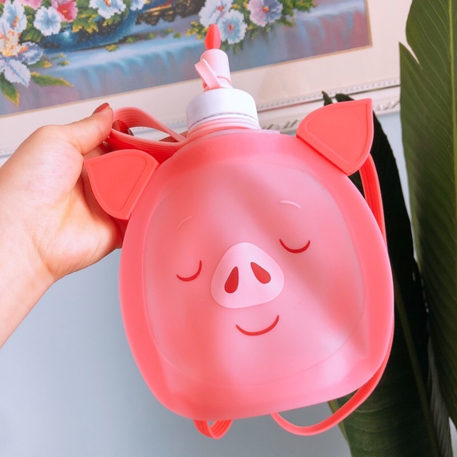 Bình nước silicon bình uống nước cho bé bình cute 350ml