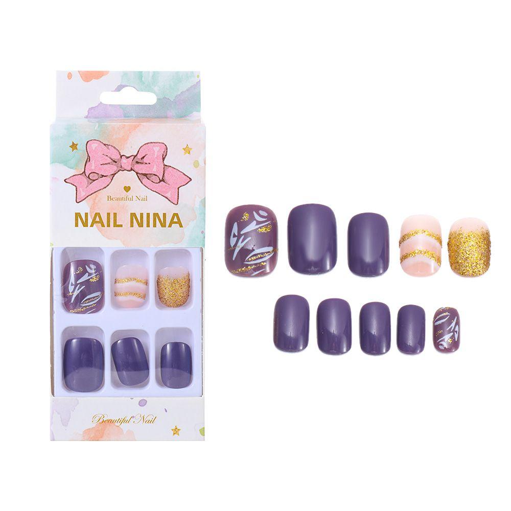 Bộ 24 Móng Tay Giả Hình Trái Tim / Hoa Xinh Xắn