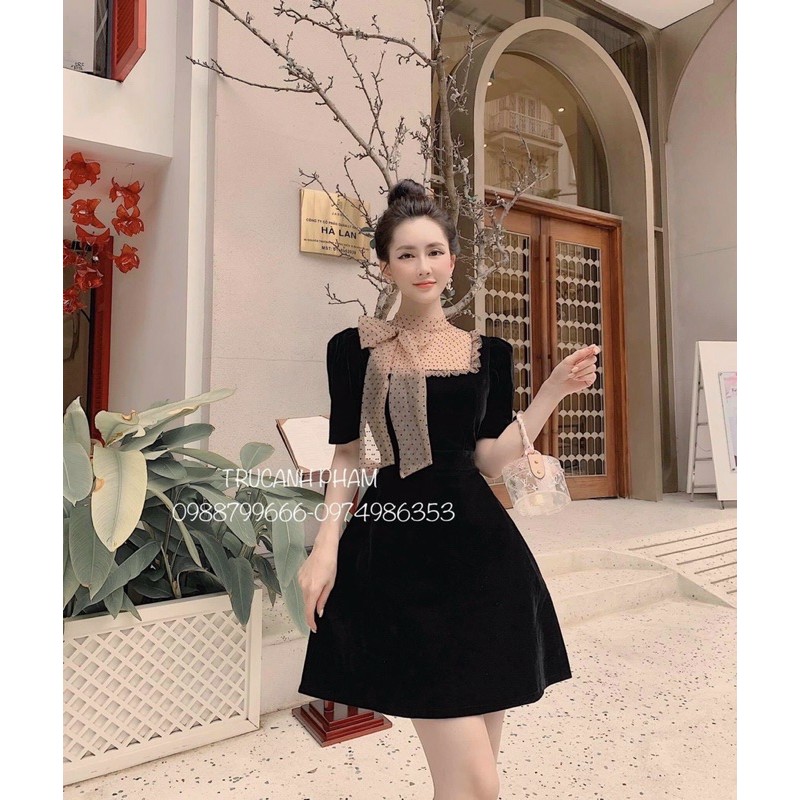 đầm nhung thiết kế phối bi VNS0121016 | BigBuy360 - bigbuy360.vn