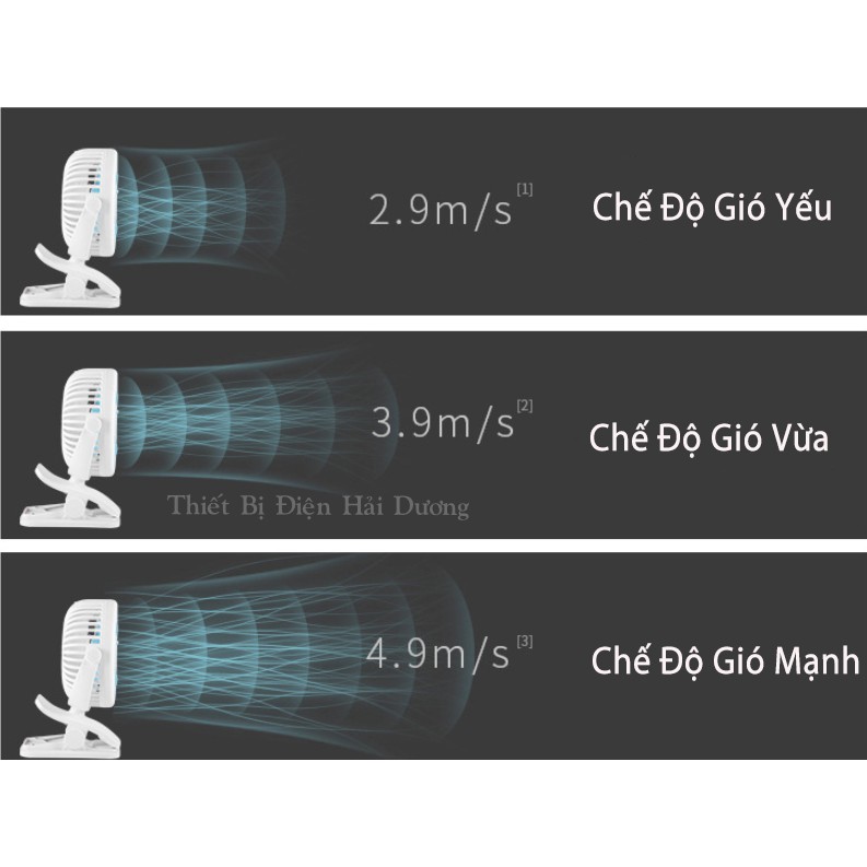 Quạt Kẹp Mini Sạc Tích Điện Đa Năng JD-199B - Chuyên dùng cho xe đẩy em bé - Văn phòng công sở - Pin 2200mAh - 6 Màu