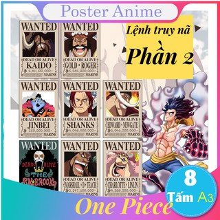 [Phần 2] Set 8 tấm tranh poster to A3 lệnh truy nã One Piece anime áp phích siêu chất