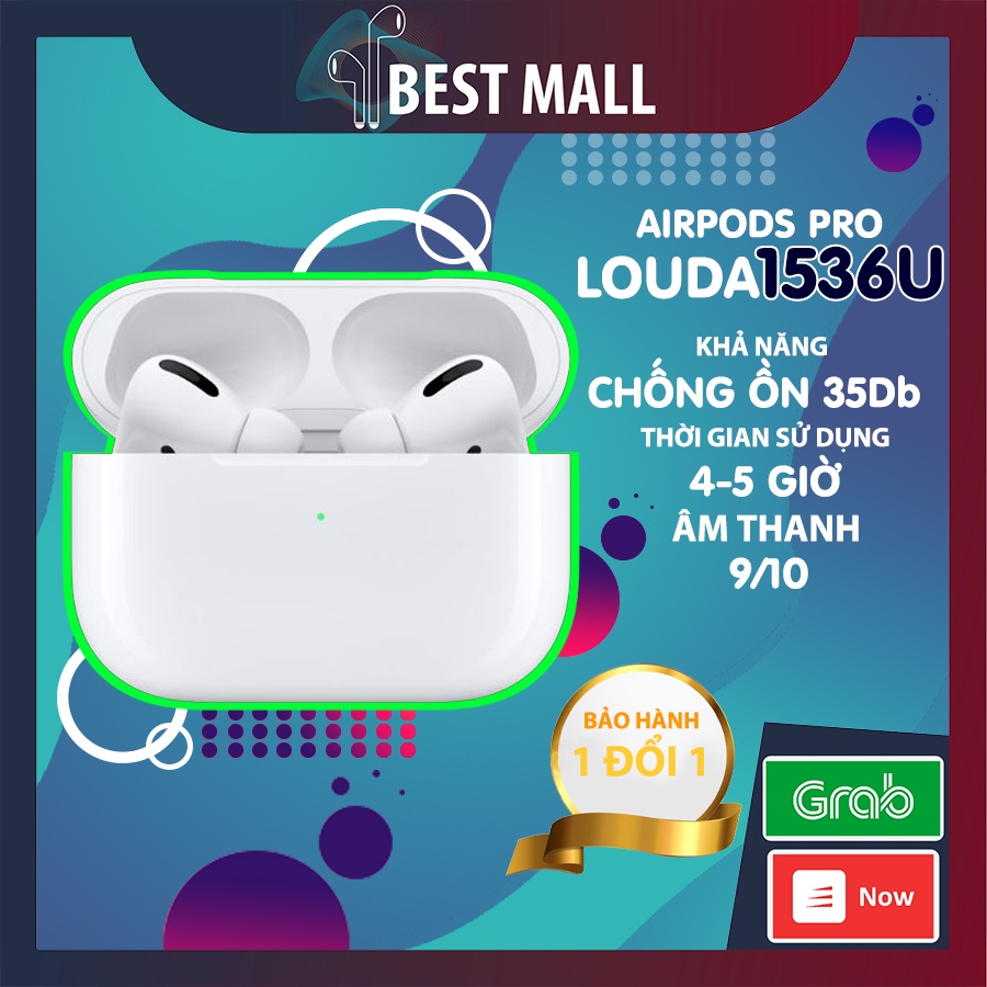 Tai Nghe Bluetooth Airpods Pro ANC Chống Ồn 35Db Như Louda 1536U Kết Nối Không Dây (Định vị, Đổi Tên, Xuyên Âm)