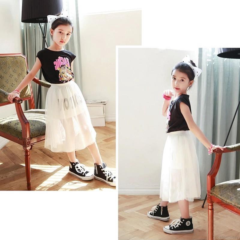 Chân váy xòe bằng cotton cho bé gái