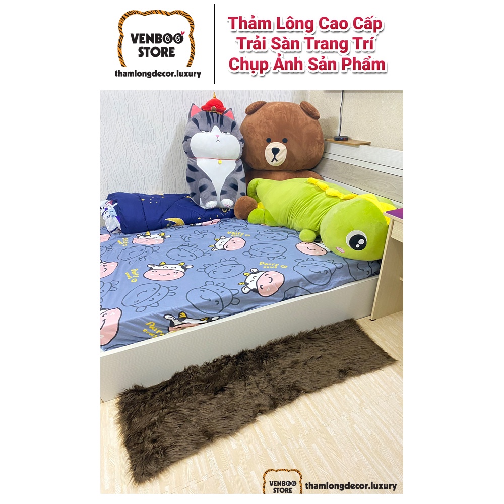 Thảm Lông Trải Sàn Decor Phòng Ngủ | Thảm Lông Chụp Ảnh Decor Bàn Trang Điểm | Nâu Coffee 5cm