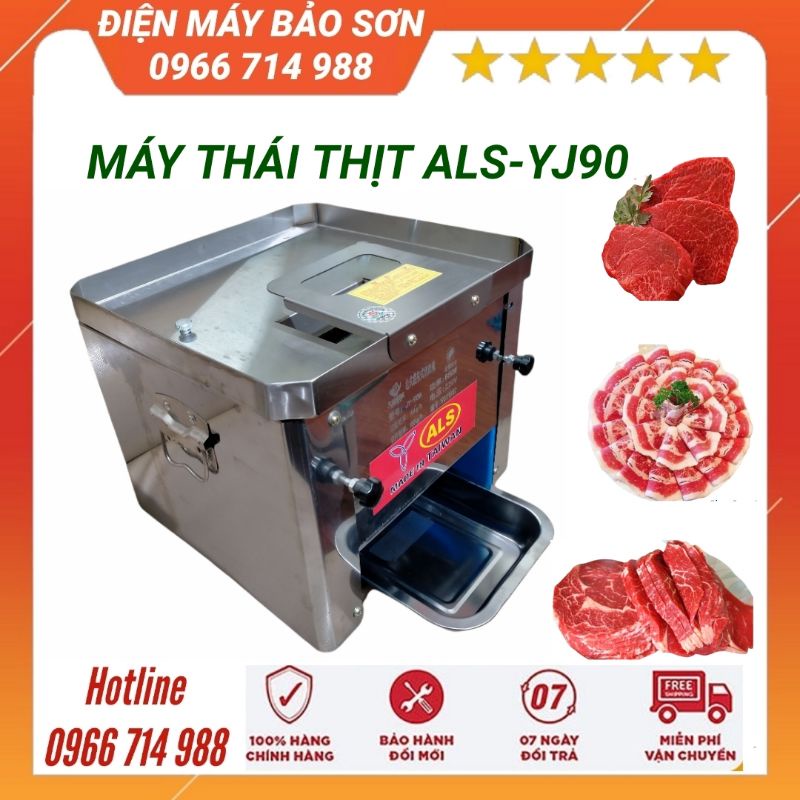 Máy Thái Thịt Tươi Sống Inox Đa Năng AKS-YJ90 850w Máy Thái Thịt Phở Bò Thịt Nướng Bún Chả Cỡ Dao 2.5mm 3.5mm 5.0mm