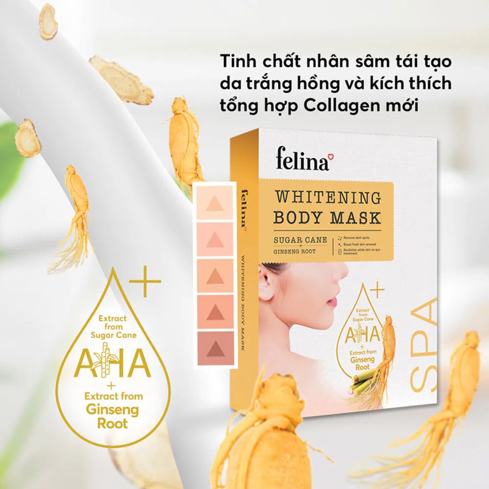 Mặt Nạ Ủ Trắng Da Toàn Thân Felina Chiết Xuất Rễ Nhân Sâm Ginseng Root Whitening Body Mask 120g