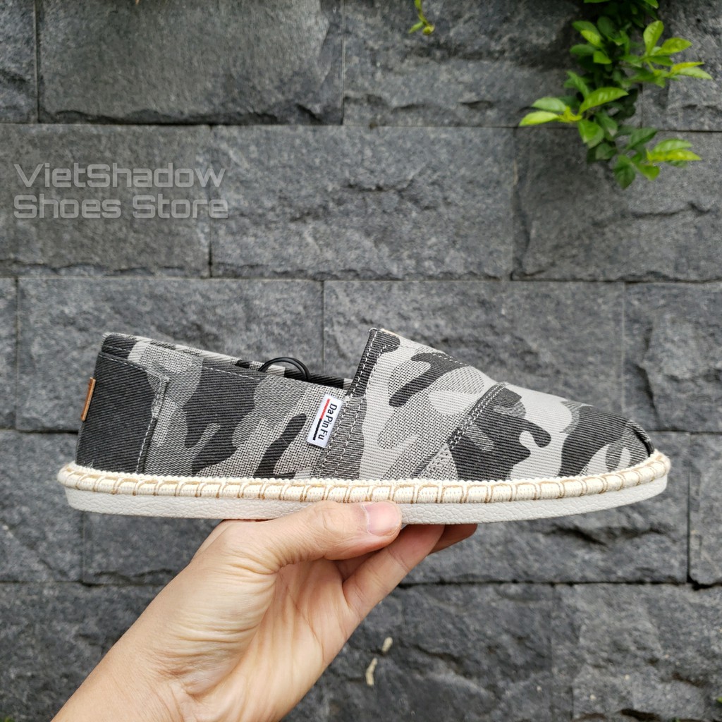 Slip on nam - Giày lười vải nam cao cấp - Vải thô màu rằn ri xám đậm và xám nhạt - Mã SP 2930 | BigBuy360 - bigbuy360.vn