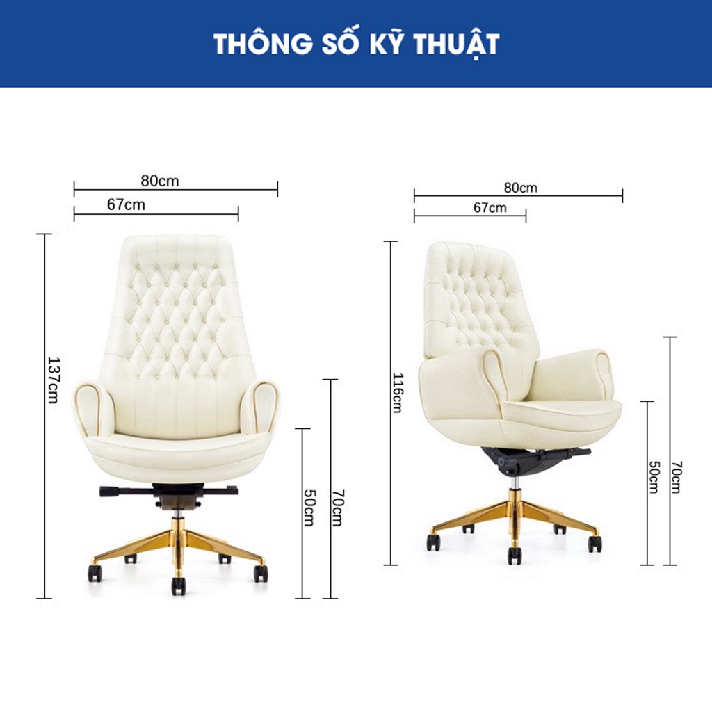 Ghế lãnh đạo GOVI Passo NF01-TV Da bò Italy nhập khẩu