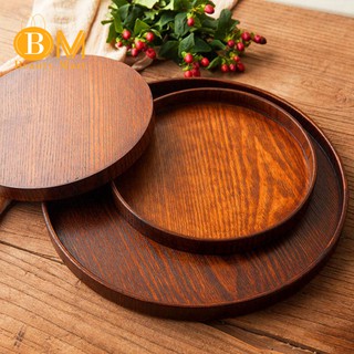 Khay đựng đồ ăn ăn/trái cây bằng gỗ hình tròn 33cm kiểu dáng sang trọng cho nhà hàng nhiều kích cỡ