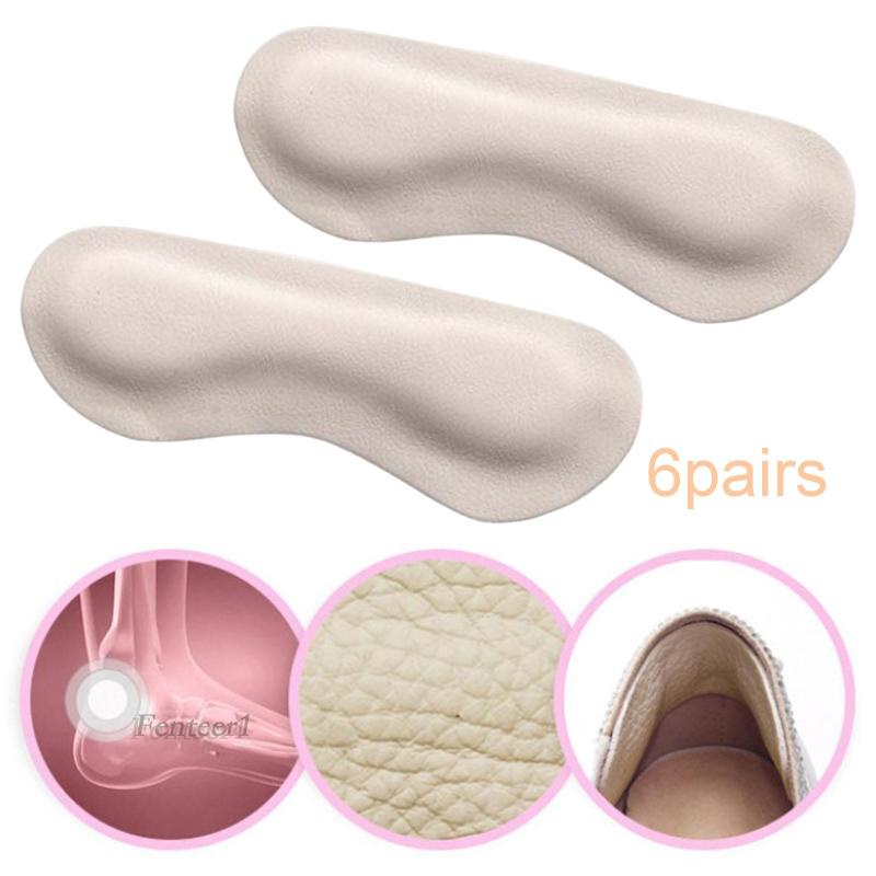 [Fenteer1] 6 Cặp Miếng Lót Gót Giày Cao Gót Bằng Da PU Mềm Chống Trượt