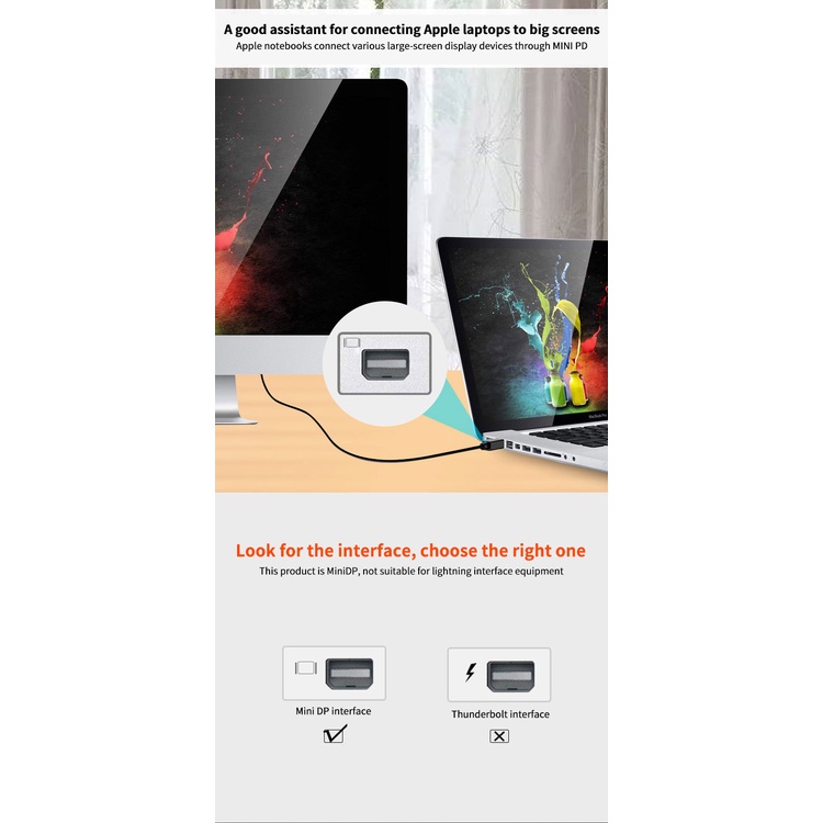 Cáp Mini Displayport to Displayport 1.8M Mini DP To DP Displayport Cable, Chính Hãng King-Master
