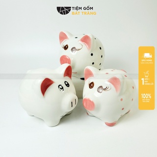 Heo Sứ Tiết Kiệm Lợn Đất Ống Heo Mini Hoạ Tiết Vẽ Tay Dễ Thương Gốm Sứ Bát Tràng Cao Cấp