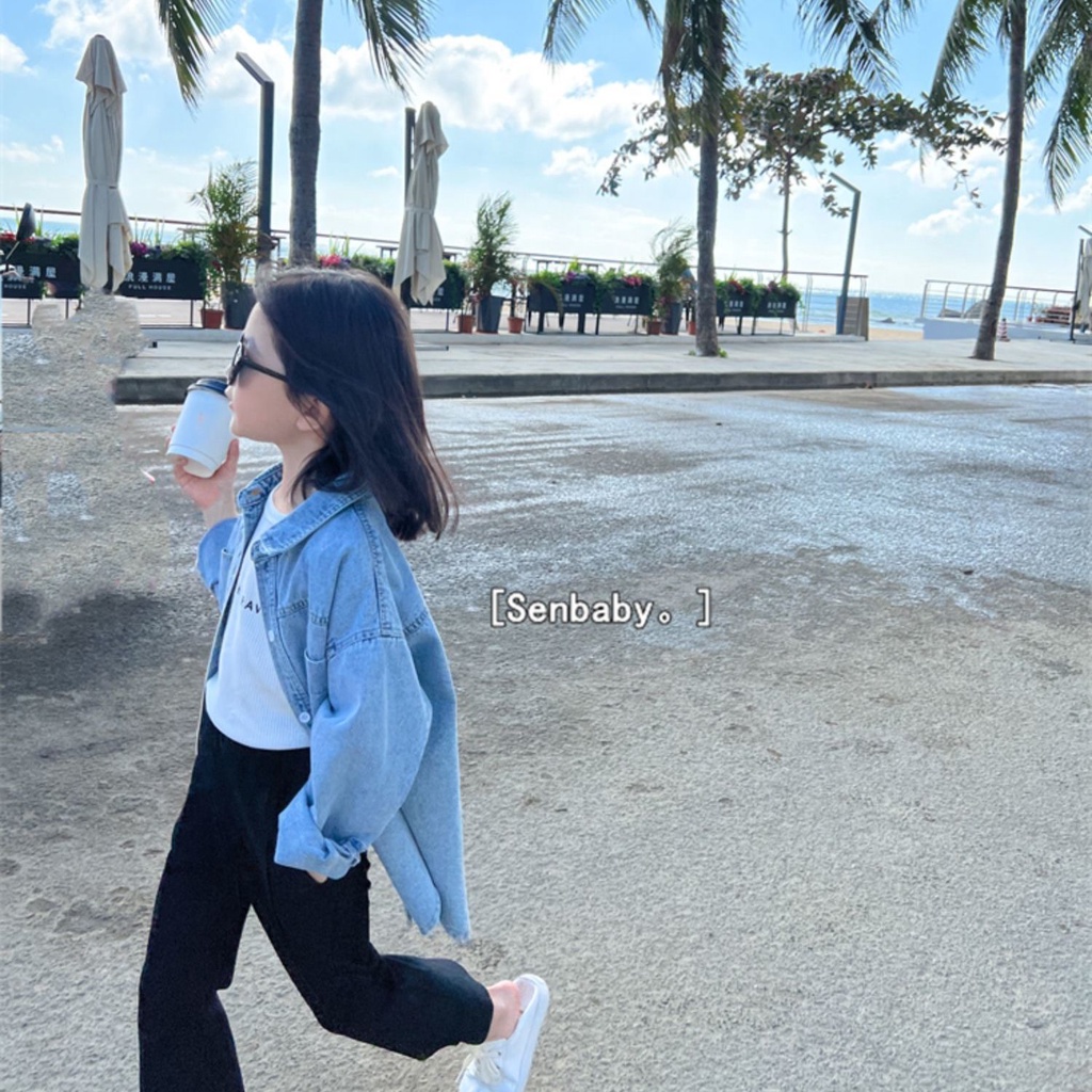 Áo Sơ Mi Denim Dài Vừa Vặn Thời Trang Xuân Thu Mới 2022 Cho Bé