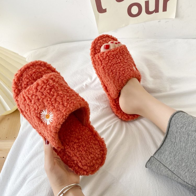 Dép mang trong nhà đế thấp làm bằng da lộn thời trang cho nữ