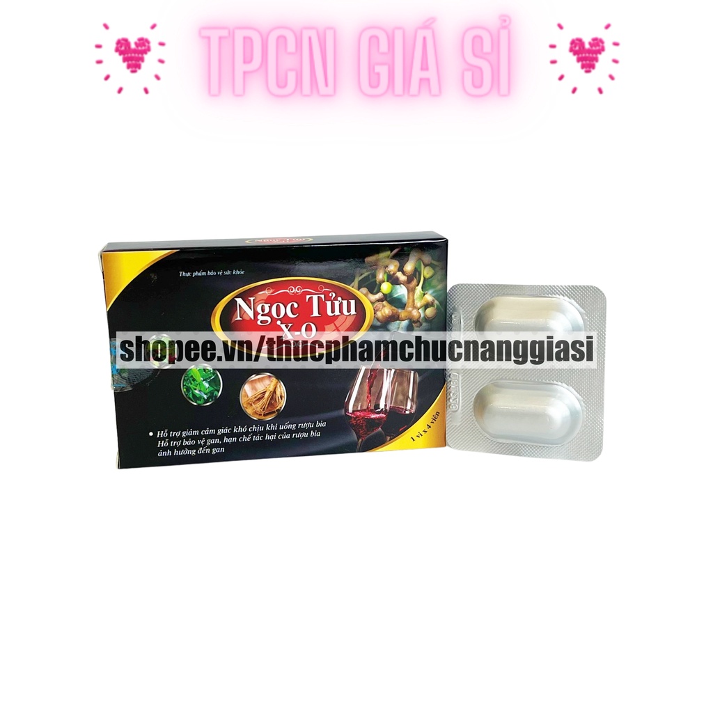 Viên uống giải rượu NGỌC TỬU X-O giảm các triệu chứng khó chịu khi uống bia, rượu, giảm tác hại đến gan – Hộp 4 viên