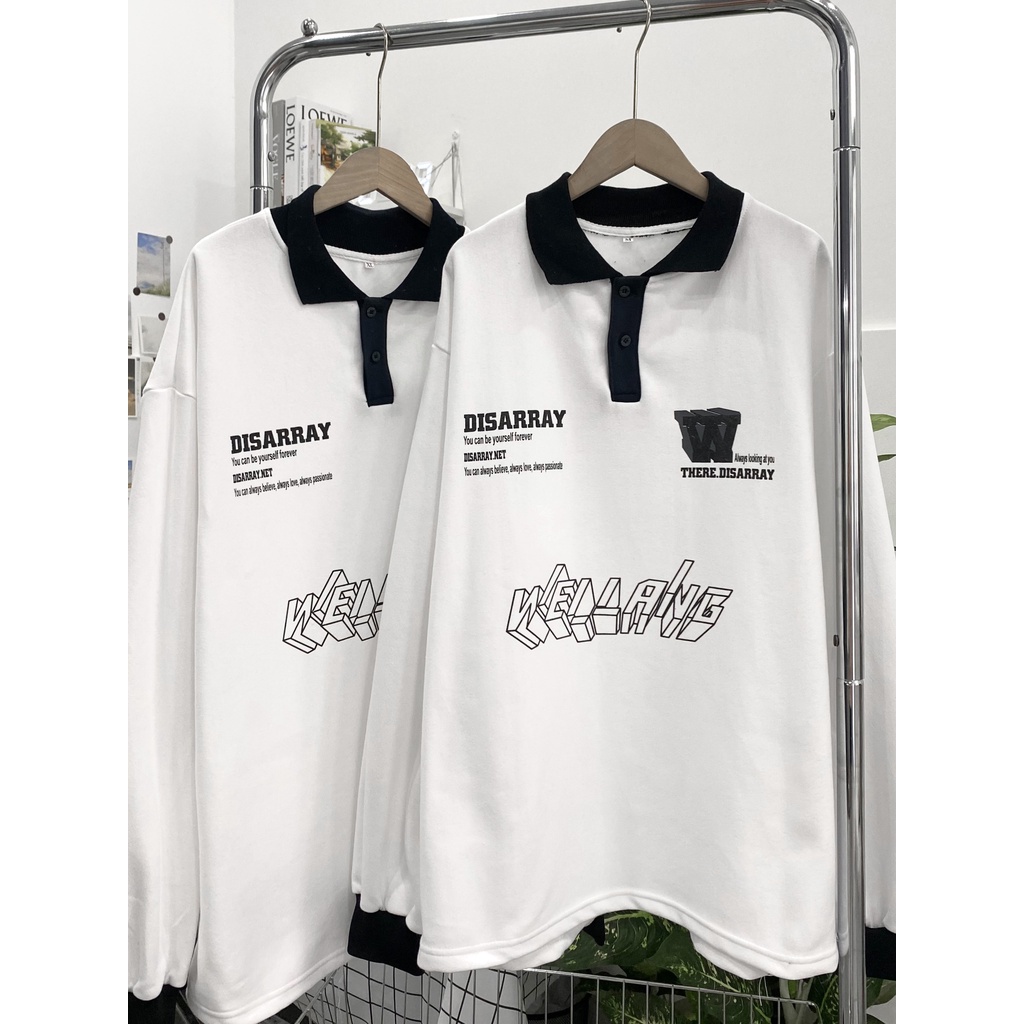 Áo Sweater Wellang Cổ Bấm Phối Viền Màu Phong Cách Hàn Quốc Trẻ Trung ĐENOFFICIAL chất liệu Nỉ bông cao cấp