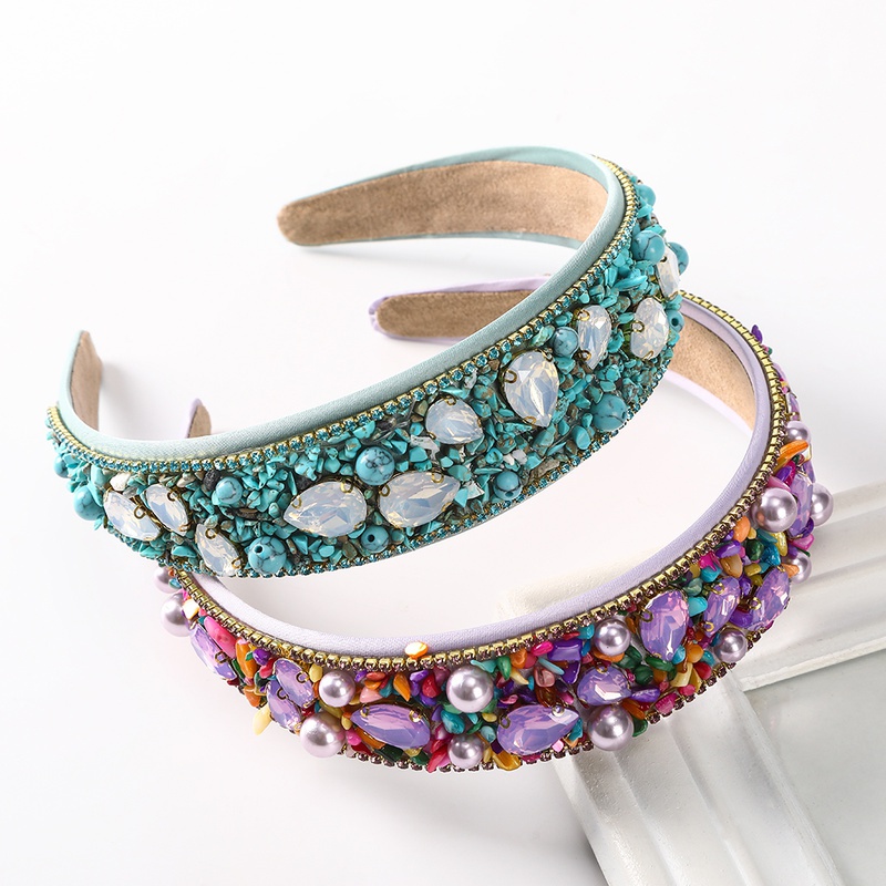 Haimeikang Baroque Kim cương Ngọc trai Băng đô thời trang Pha lê Rhinestone Băng đô nữ Phụ kiện tóc