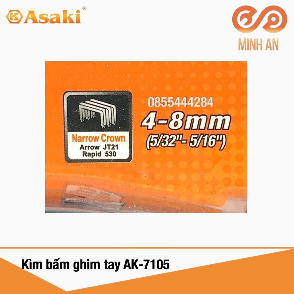 Kìm bắn ghim có tăng lực, bắn 3 kiểu ghim П U T [HÀNG CHÍNH HÃNG] Asaki AK-7105 - Súng bấm ghim 3 tác dụng đa năng